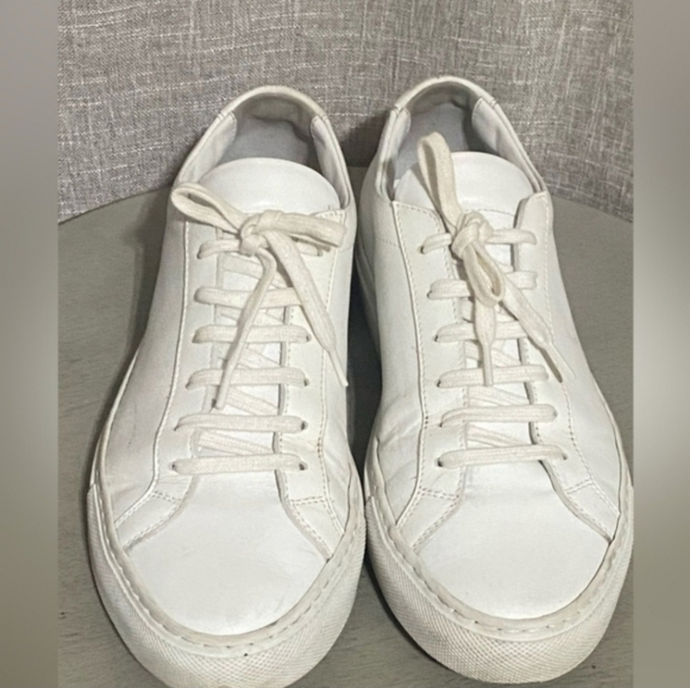 Leather Common Projects Original Achilles Low White Leather Sneakers Eu 38 Us 8 View 2
